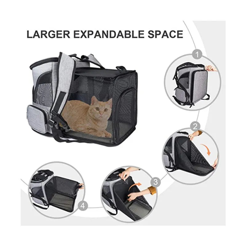 Pet Supplies Out Puppy Backpack Expandable Pet Bag Large Capacity Breathable Portable Cat Backpack Foldable Dog Bag