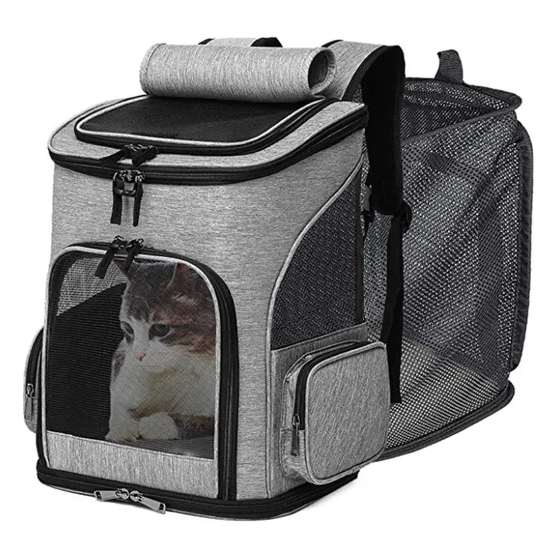 Pet Supplies Out Puppy Backpack Expandable Pet Bag Large Capacity Breathable Portable Cat Backpack Foldable Dog Bag